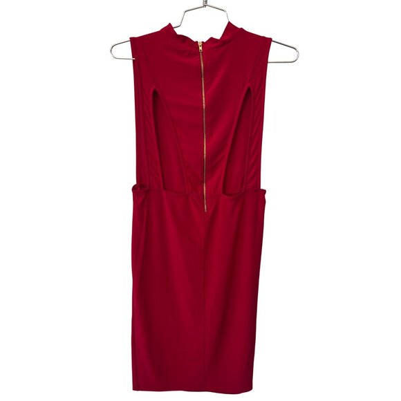 Jireh Clothing Sleeveless Mini Dress Size Medium Cutout Back Red Party Holiday - Picture 2 of 6